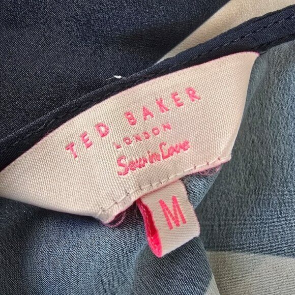 Ted Baker Women's Striped Sheer Halter Maxi Dress Size Medium Swimwear Coverup - Picture 10 of 15